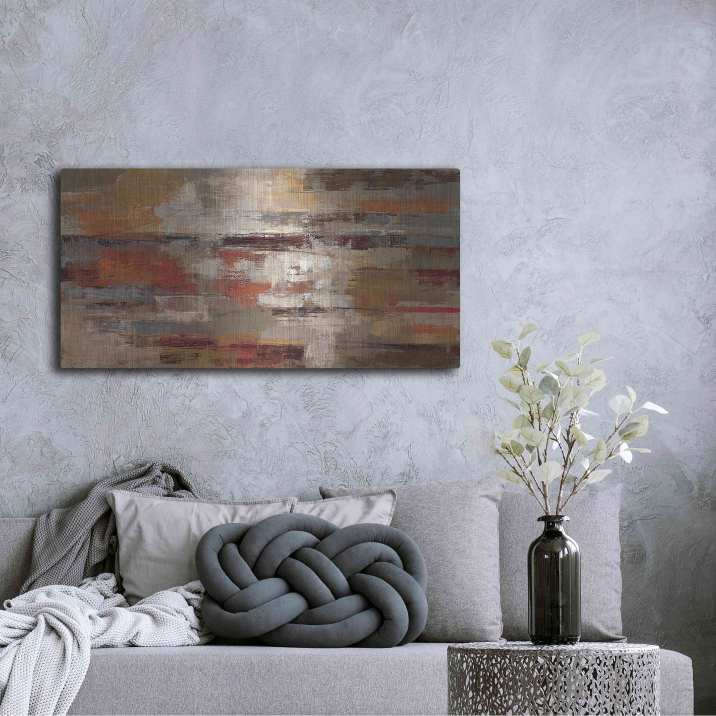 Luxe Metal Art 'Painted Desert Landscape' by Silvia Vassileva, Metal Wall Art,48x24