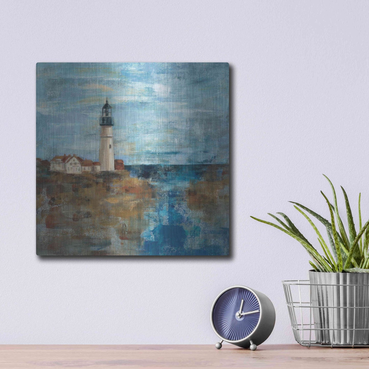 Luxe Metal Art 'Lighthouse Dream' by Silvia Vassileva, Metal Wall Art,12x12