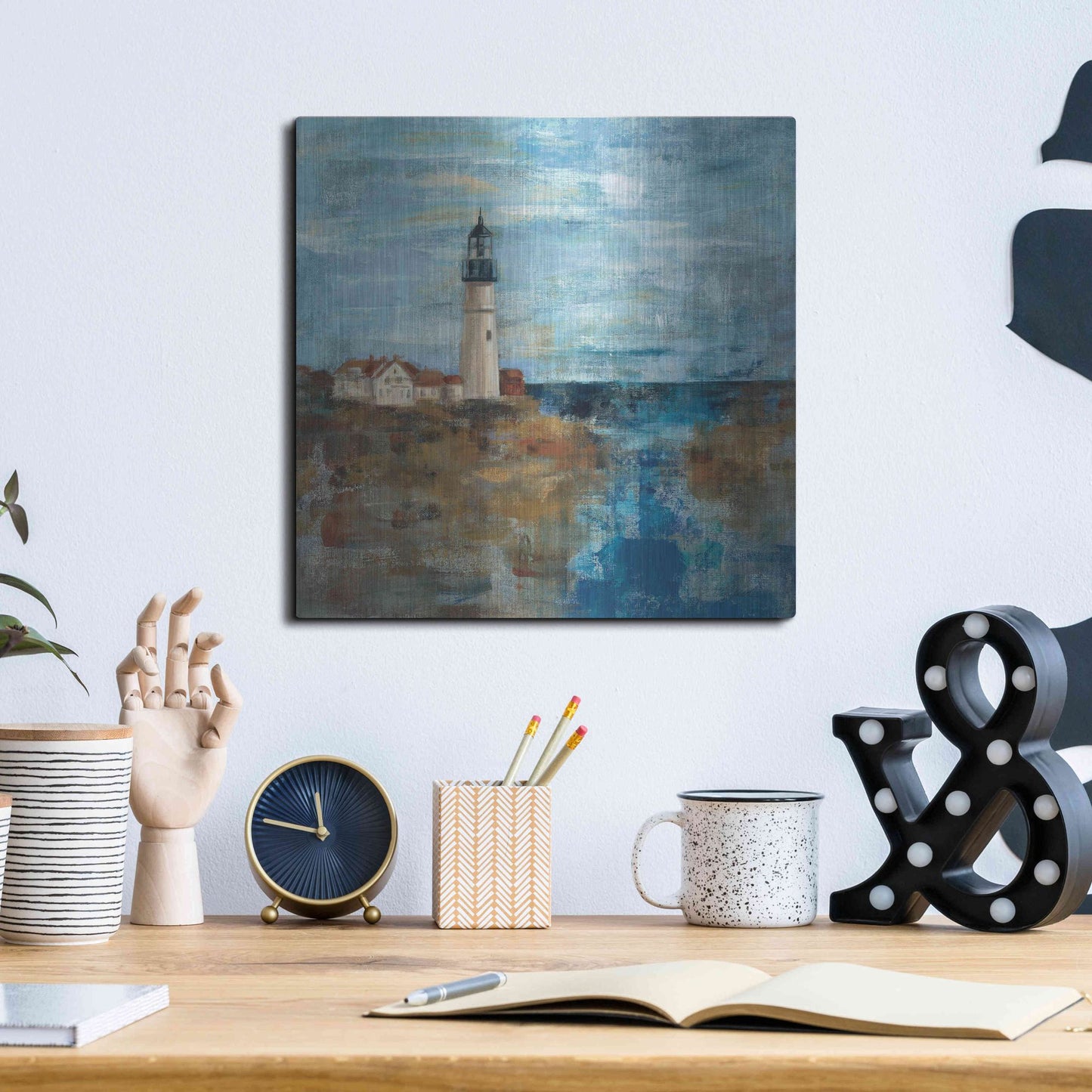 Luxe Metal Art 'Lighthouse Dream' by Silvia Vassileva, Metal Wall Art,12x12