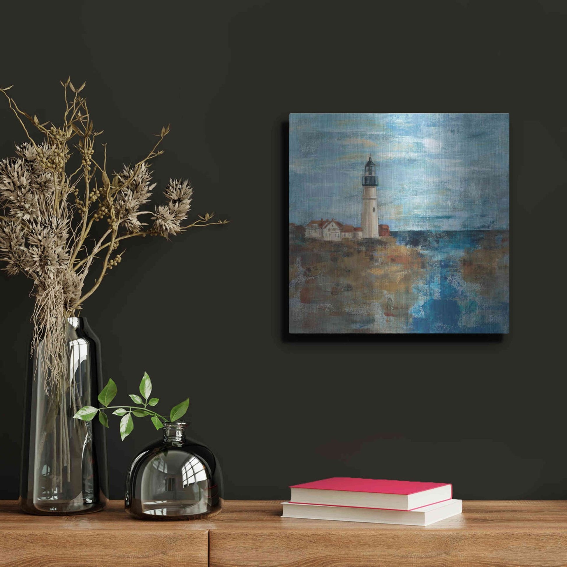 Luxe Metal Art 'Lighthouse Dream' by Silvia Vassileva, Metal Wall Art,12x12