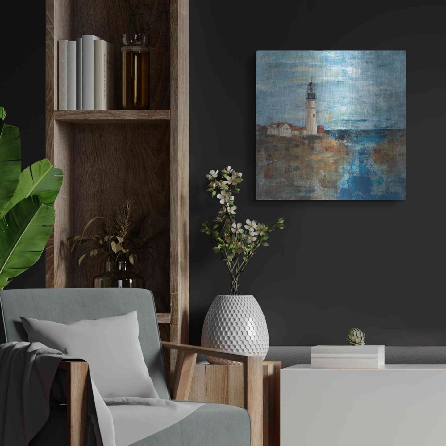 Luxe Metal Art 'Lighthouse Dream' by Silvia Vassileva, Metal Wall Art,24x24