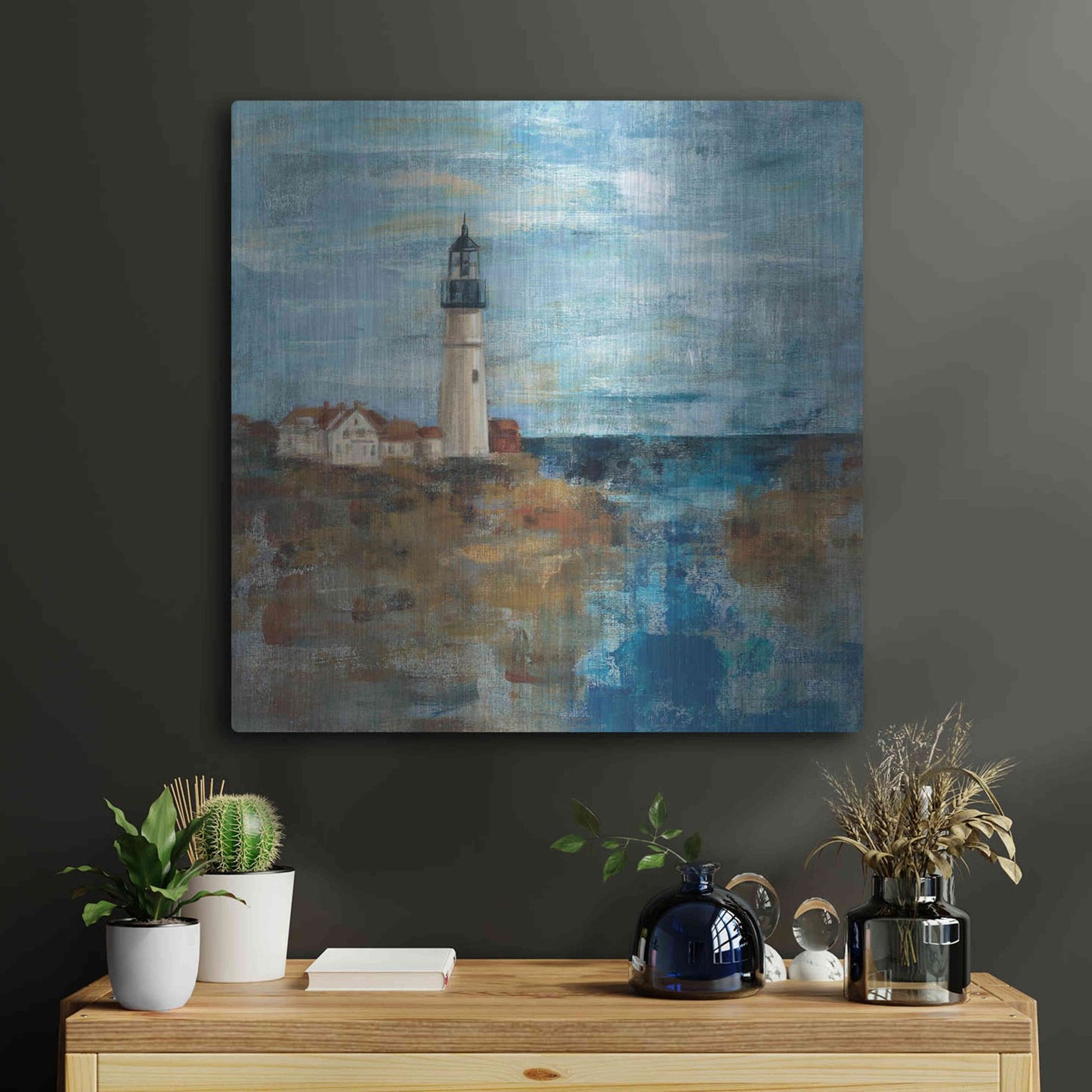 Luxe Metal Art 'Lighthouse Dream' by Silvia Vassileva, Metal Wall Art,24x24