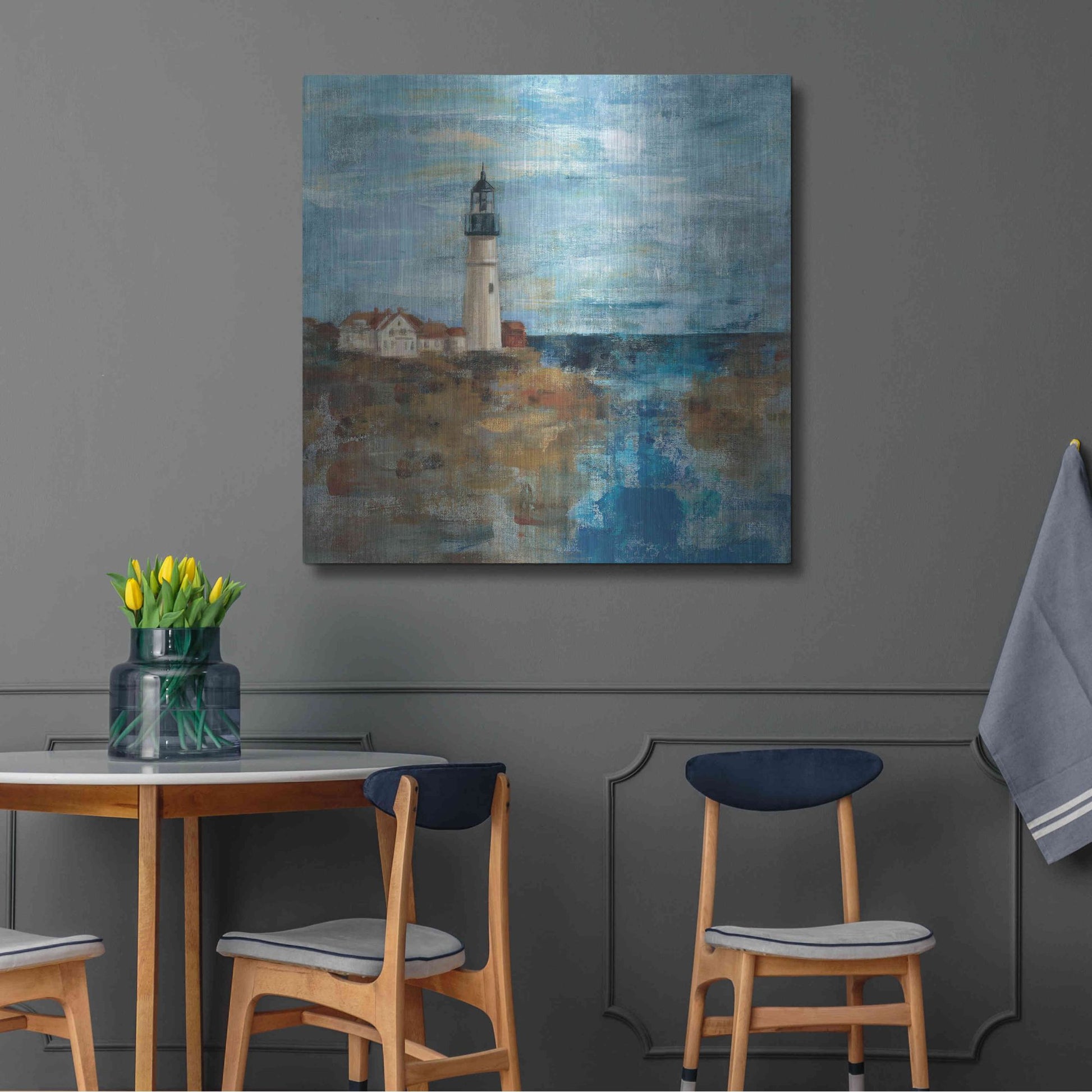 Luxe Metal Art 'Lighthouse Dream' by Silvia Vassileva, Metal Wall Art,36x36