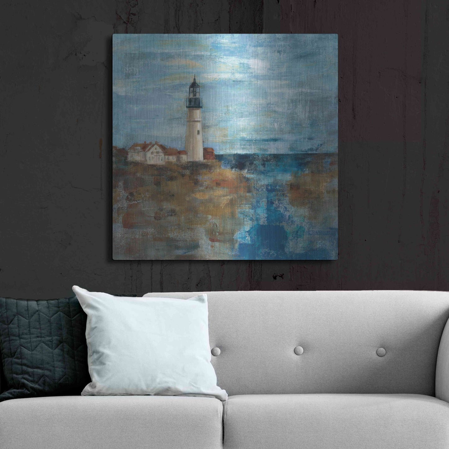 Luxe Metal Art 'Lighthouse Dream' by Silvia Vassileva, Metal Wall Art,36x36