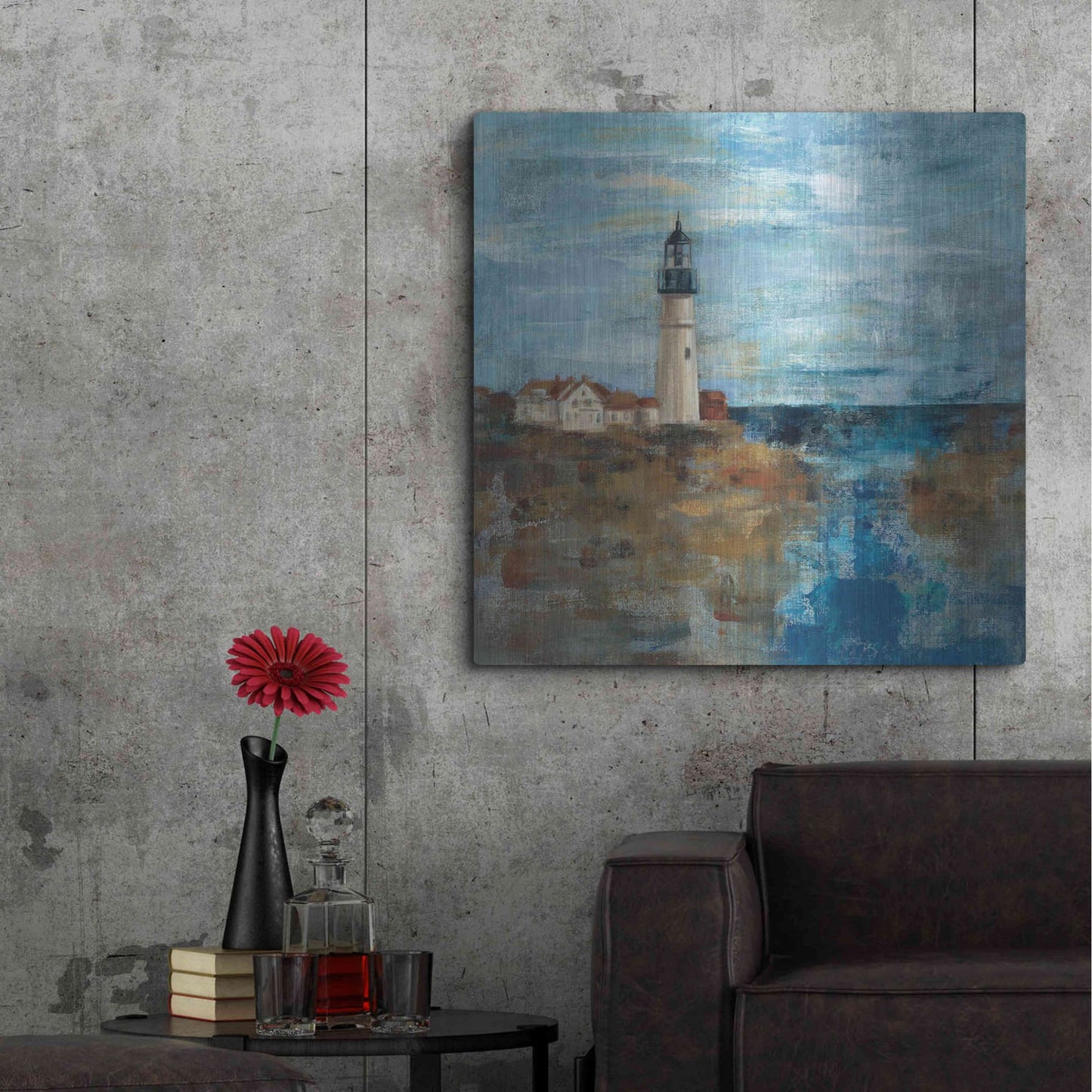 Luxe Metal Art 'Lighthouse Dream' by Silvia Vassileva, Metal Wall Art,36x36