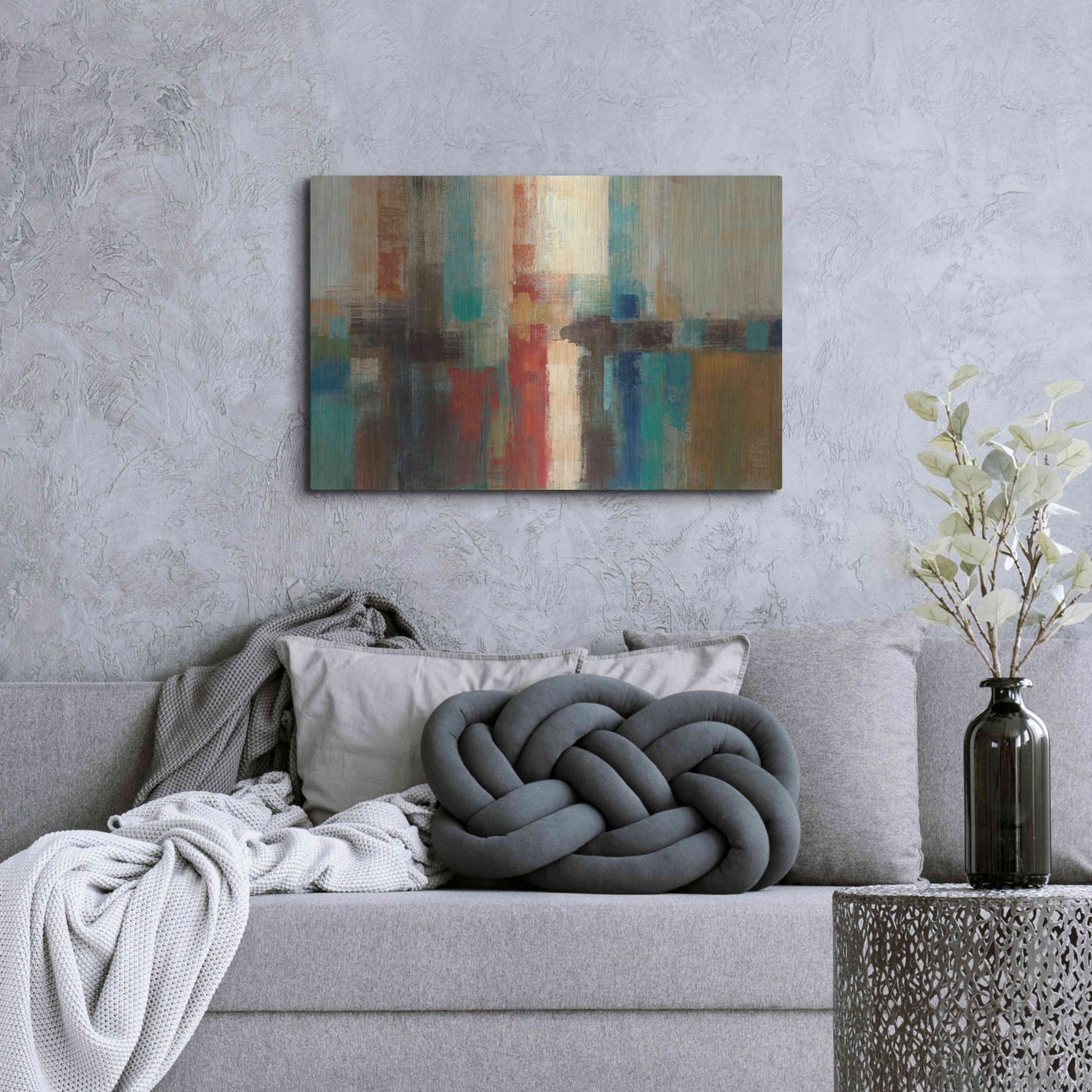 Luxe Metal Art 'Aqua Horizon' by Silvia Vassileva, Metal Wall Art,36x24