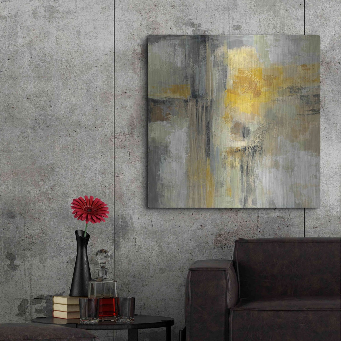 Luxe Metal Art 'Sun and Rain' by Silvia Vassileva, Metal Wall Art,36x36