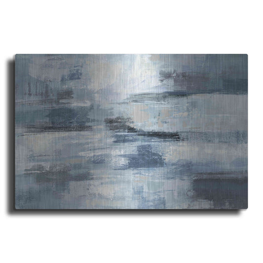 Luxe Metal Art 'Clear Water Indigo and Gray' by Silvia Vassileva, Metal Wall Art