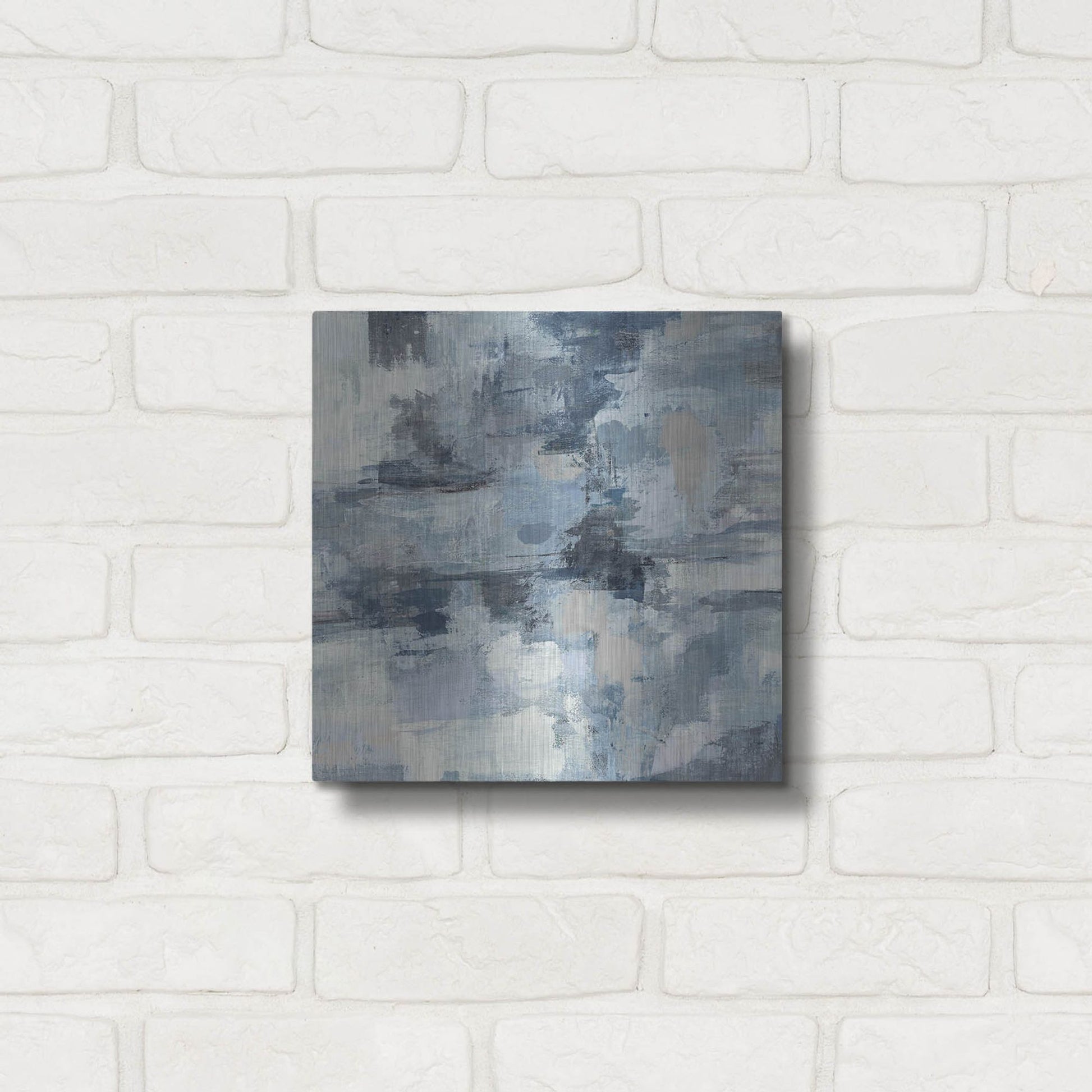 Luxe Metal Art 'In The Clouds Indigo and Gray Crop' by Silvia Vassileva, Metal Wall Art,12x12