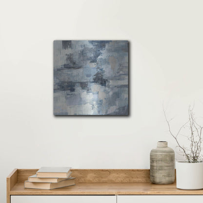 Luxe Metal Art 'In The Clouds Indigo and Gray Crop' by Silvia Vassileva, Metal Wall Art,12x12