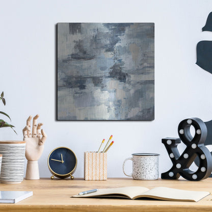 Luxe Metal Art 'In The Clouds Indigo and Gray Crop' by Silvia Vassileva, Metal Wall Art,12x12