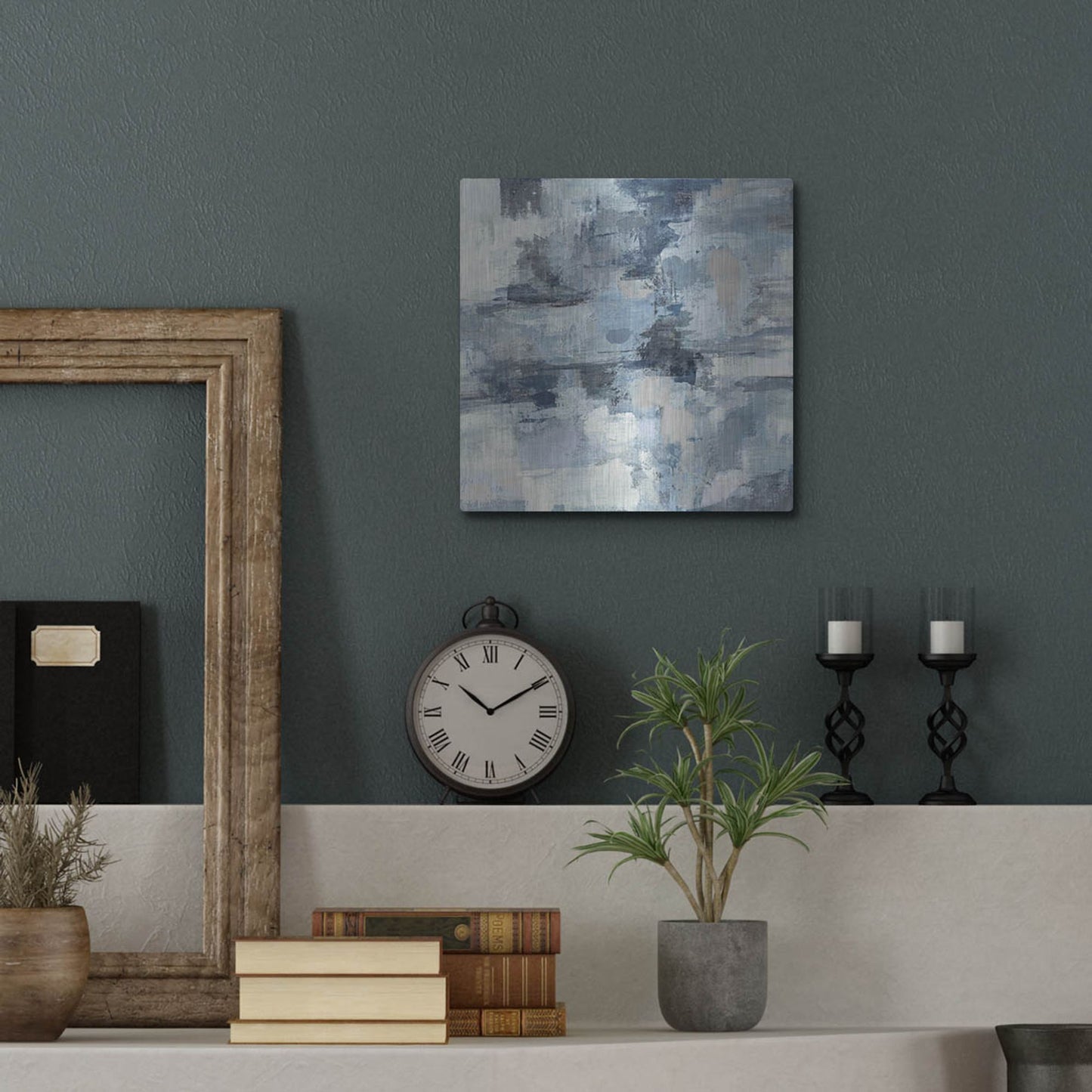 Luxe Metal Art 'In The Clouds Indigo and Gray Crop' by Silvia Vassileva, Metal Wall Art,12x12