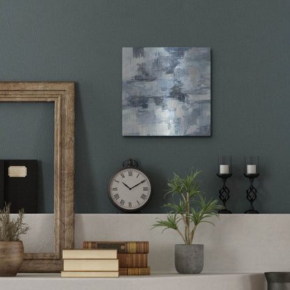 Luxe Metal Art 'In The Clouds Indigo and Gray Crop' by Silvia Vassileva, Metal Wall Art,12x12