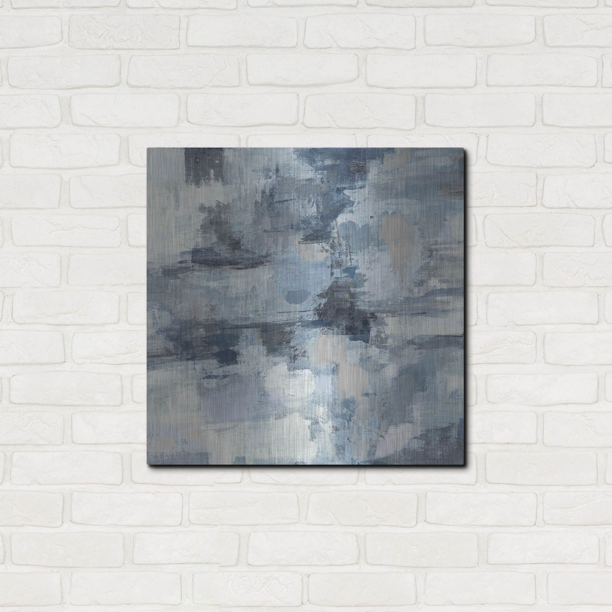 Luxe Metal Art 'In The Clouds Indigo and Gray Crop' by Silvia Vassileva, Metal Wall Art,24x24