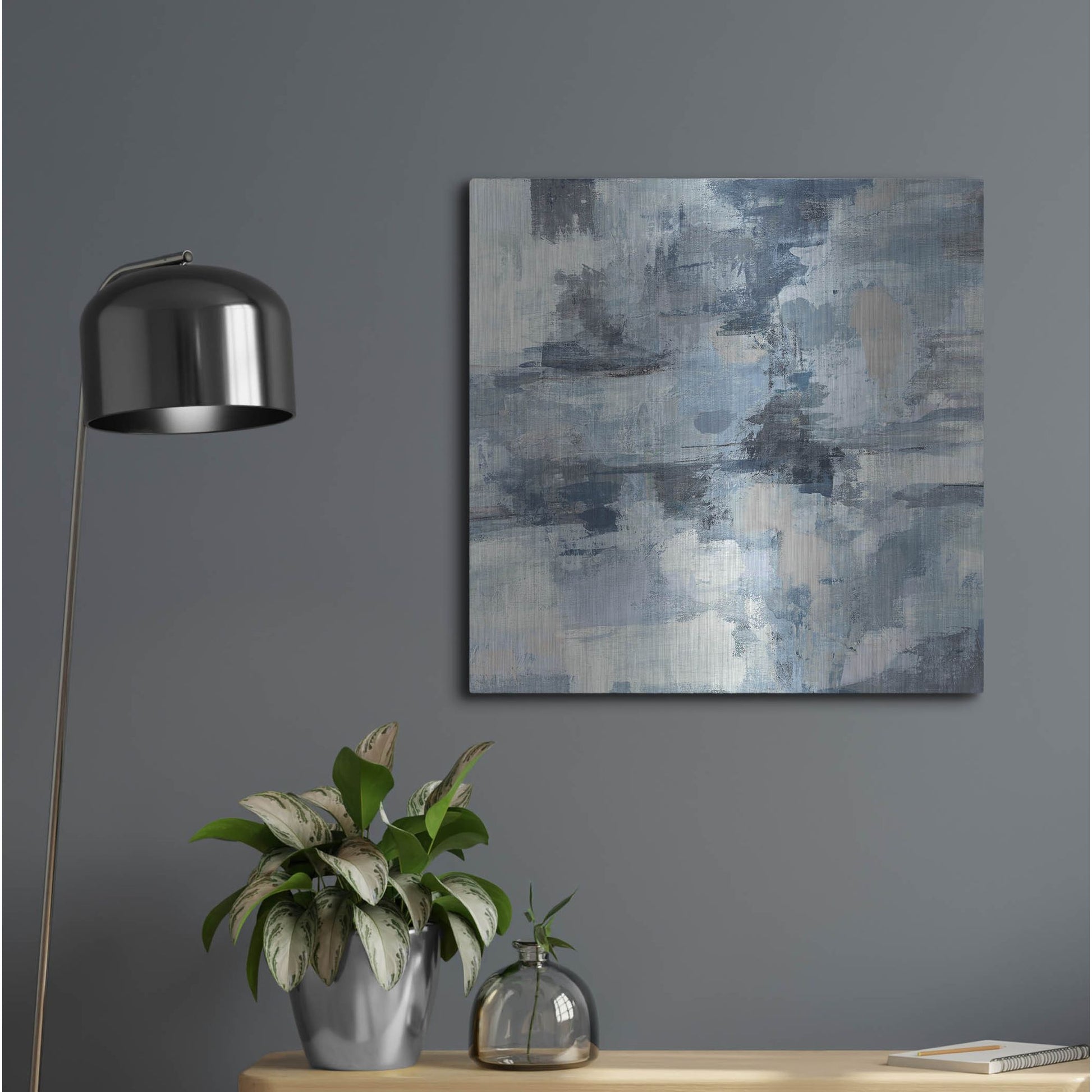 Luxe Metal Art 'In The Clouds Indigo and Gray Crop' by Silvia Vassileva, Metal Wall Art,24x24