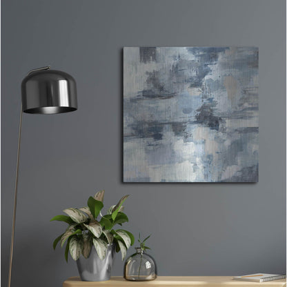 Luxe Metal Art 'In The Clouds Indigo and Gray Crop' by Silvia Vassileva, Metal Wall Art,24x24