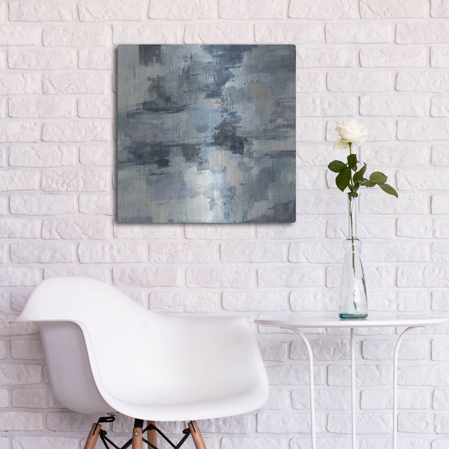 Luxe Metal Art 'In The Clouds Indigo and Gray Crop' by Silvia Vassileva, Metal Wall Art,24x24