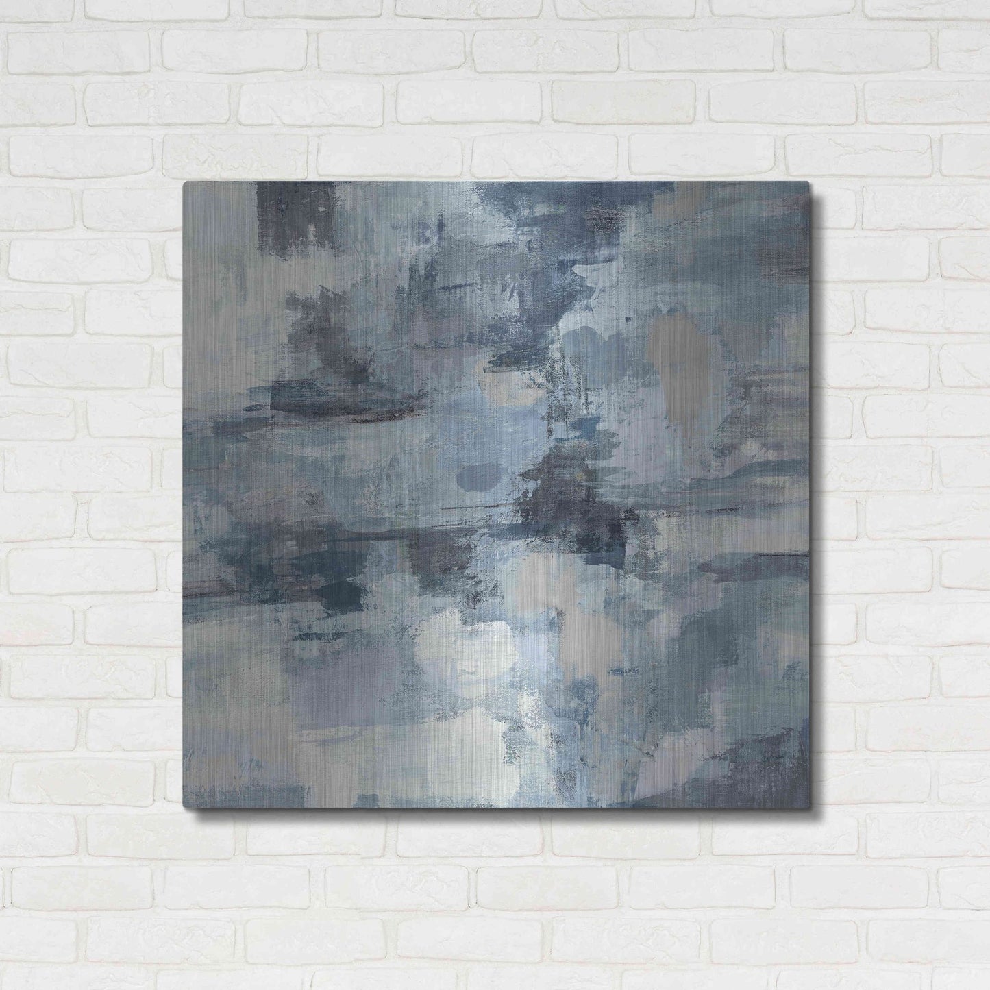 Luxe Metal Art 'In The Clouds Indigo and Gray Crop' by Silvia Vassileva, Metal Wall Art,36x36