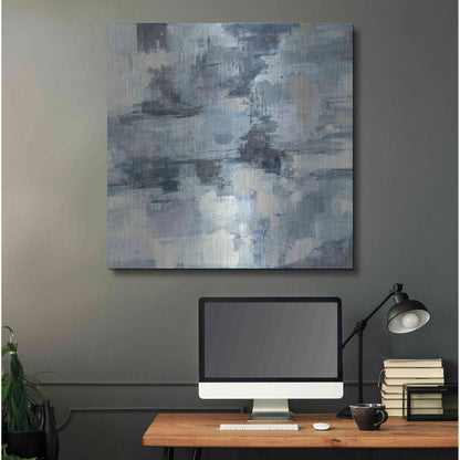 Luxe Metal Art 'In The Clouds Indigo and Gray Crop' by Silvia Vassileva, Metal Wall Art,36x36