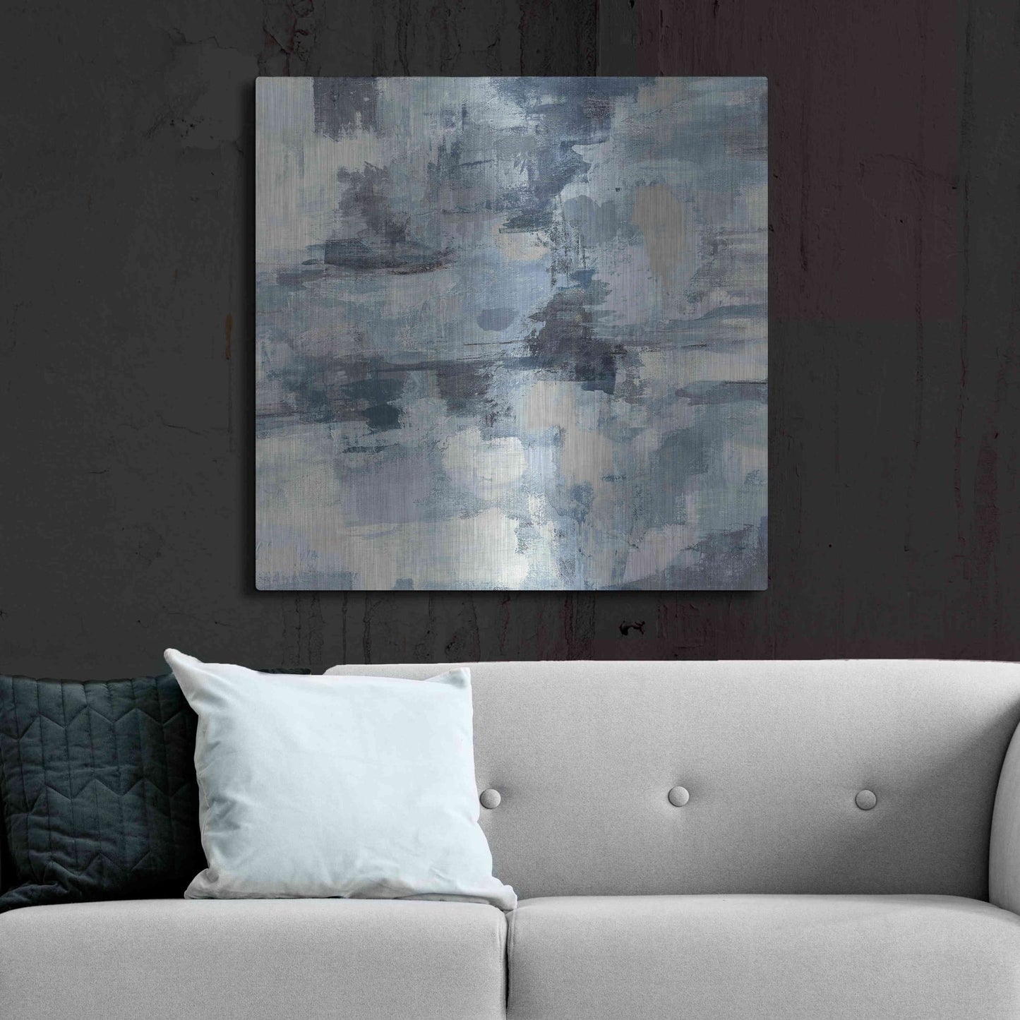 Luxe Metal Art 'In The Clouds Indigo and Gray Crop' by Silvia Vassileva, Metal Wall Art,36x36