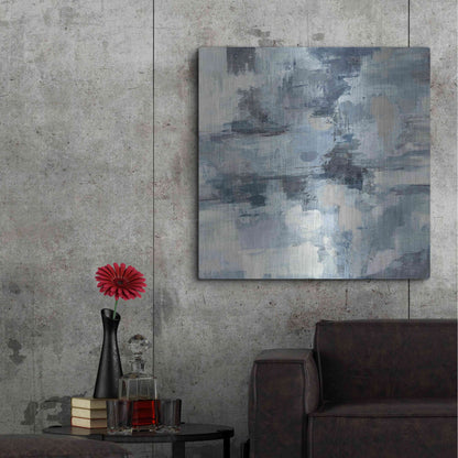 Luxe Metal Art 'In The Clouds Indigo and Gray Crop' by Silvia Vassileva, Metal Wall Art,36x36