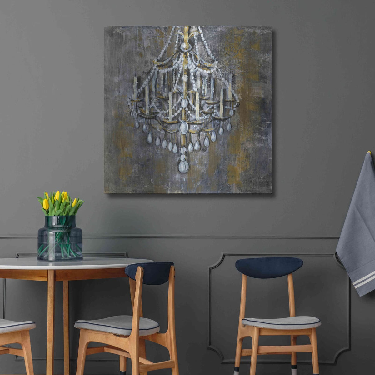 'Vintage Chandelier I' by Silvia Vassileva – Metal Wall Art, 36x36 room view