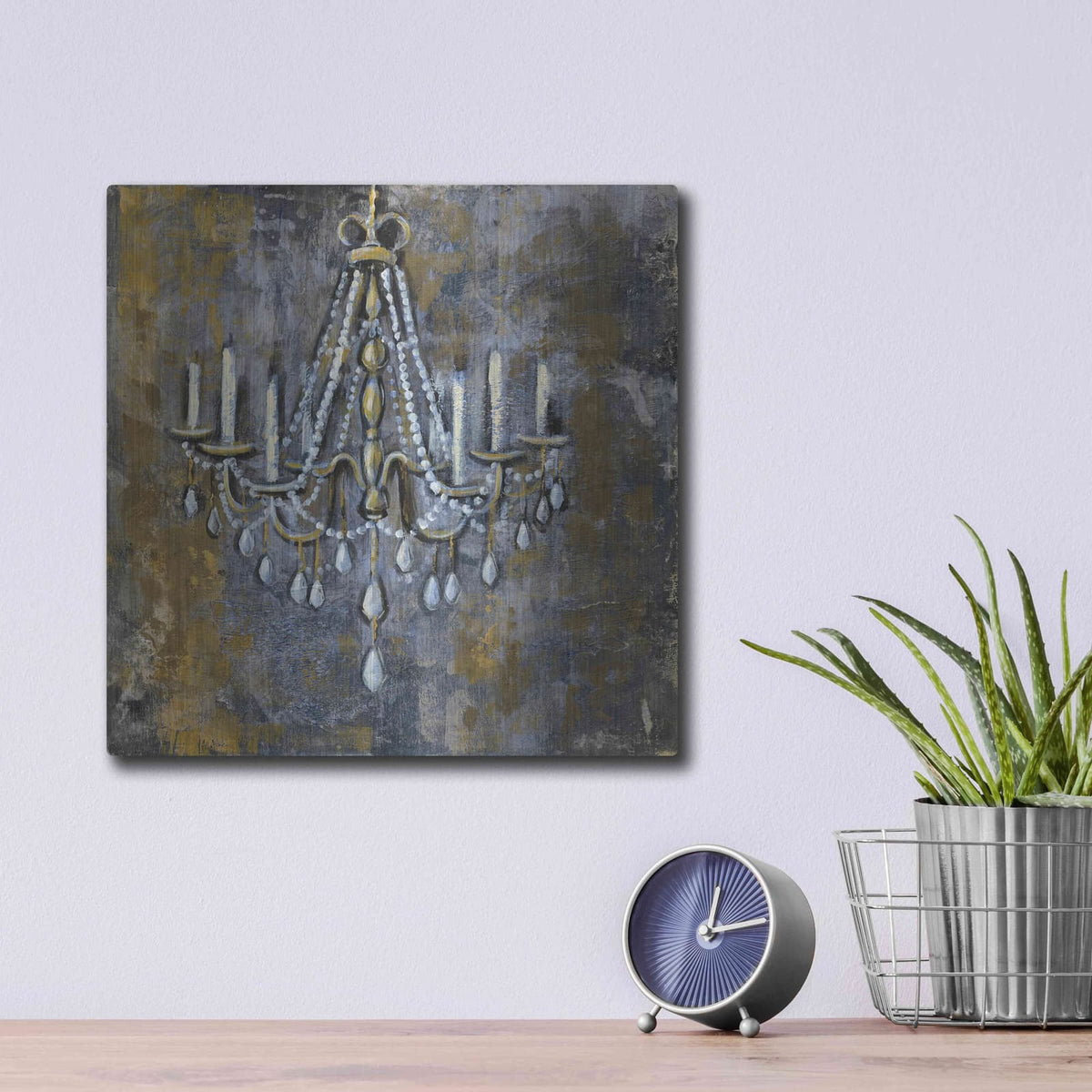 'Vintage Chandelier II' by Silvia Vassileva – Metal Wall Art, 12x12 room view