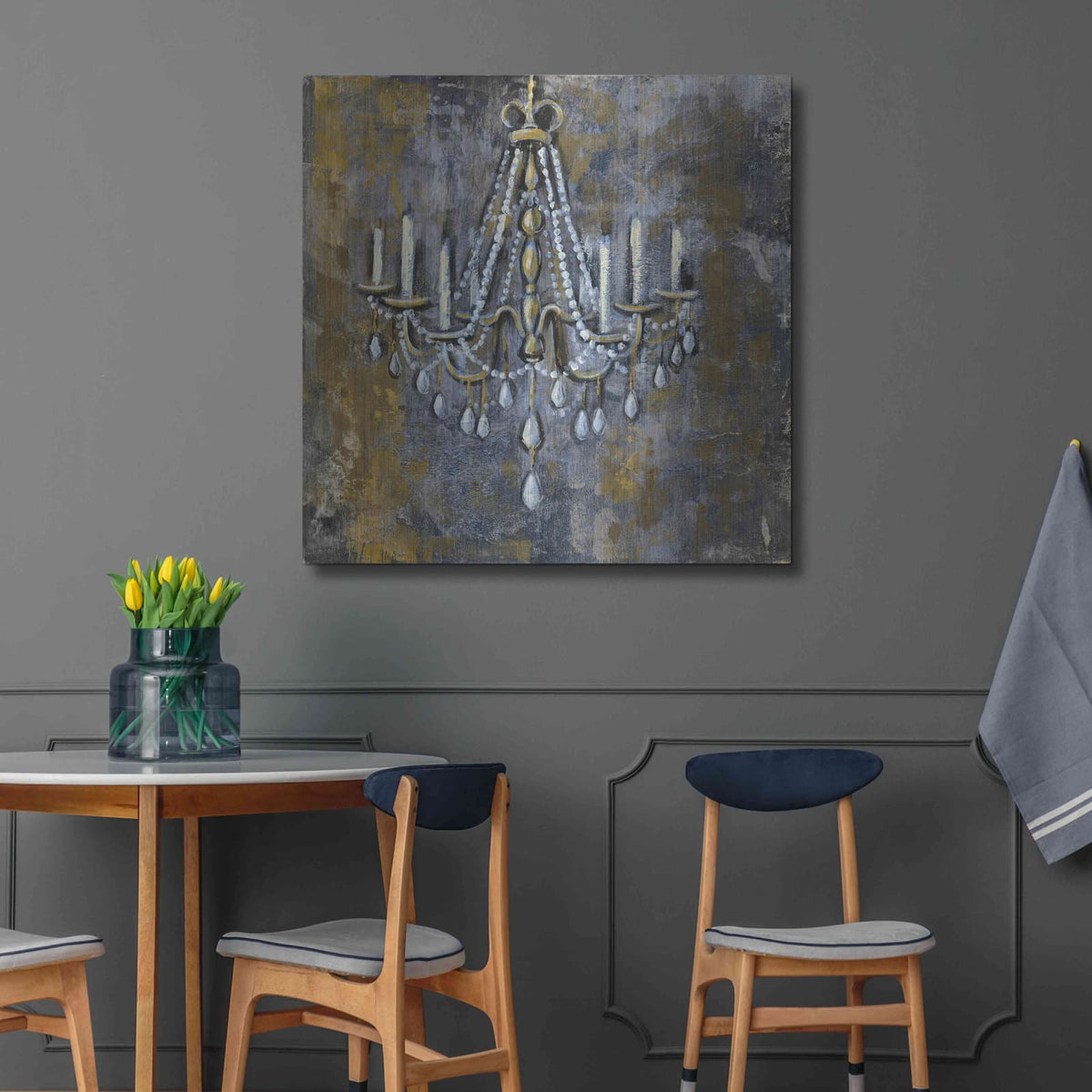 'Vintage Chandelier II' by Silvia Vassileva – Metal Wall Art, 36x36 room view