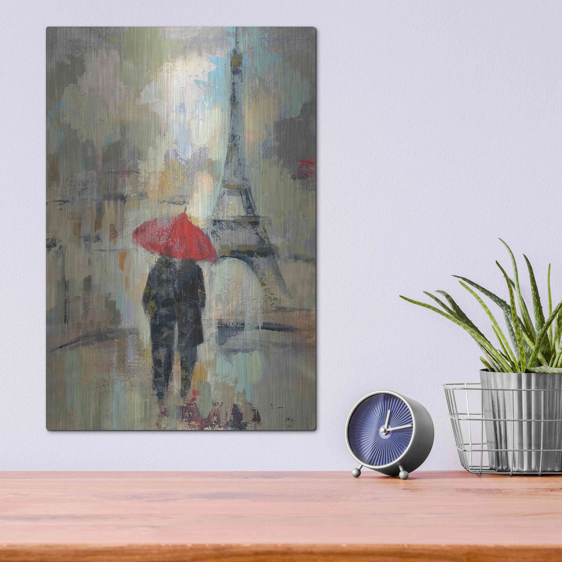 Luxe Metal Art 'Rain in the City II' by Silvia Vassileva, Metal Wall Art,12x16