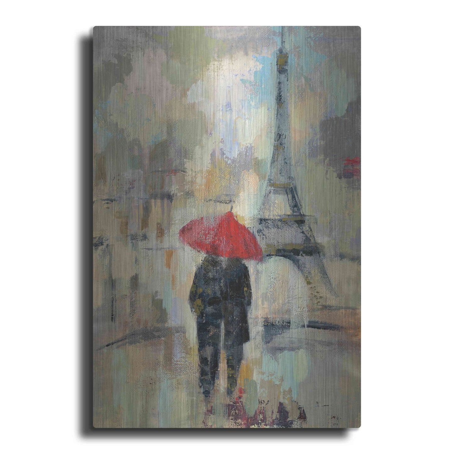 Luxe Metal Art 'Rain in the City II' by Silvia Vassileva, Metal Wall Art