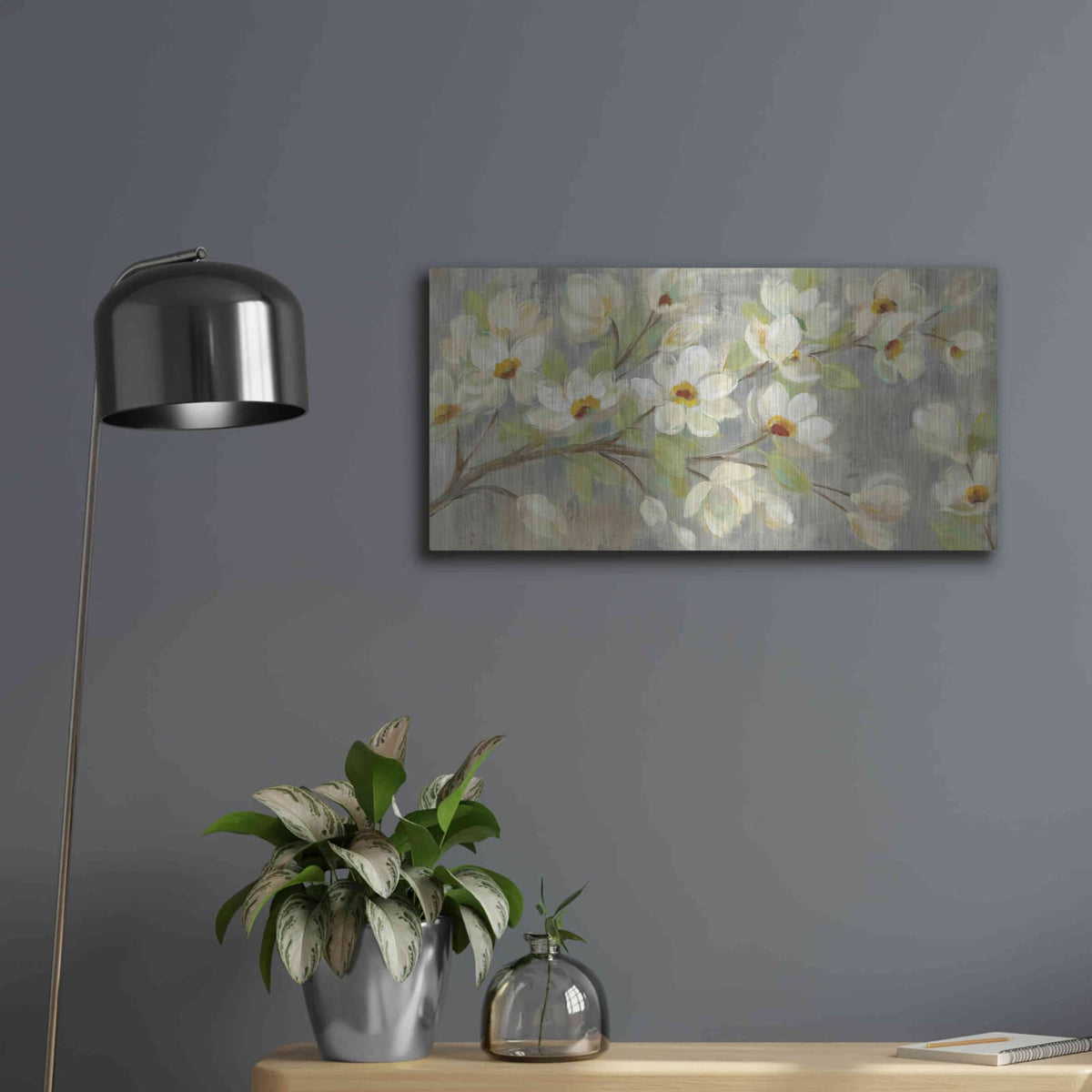 'April Branch' by Silvia Vassileva – Metal Wall Art, 24x12 room view