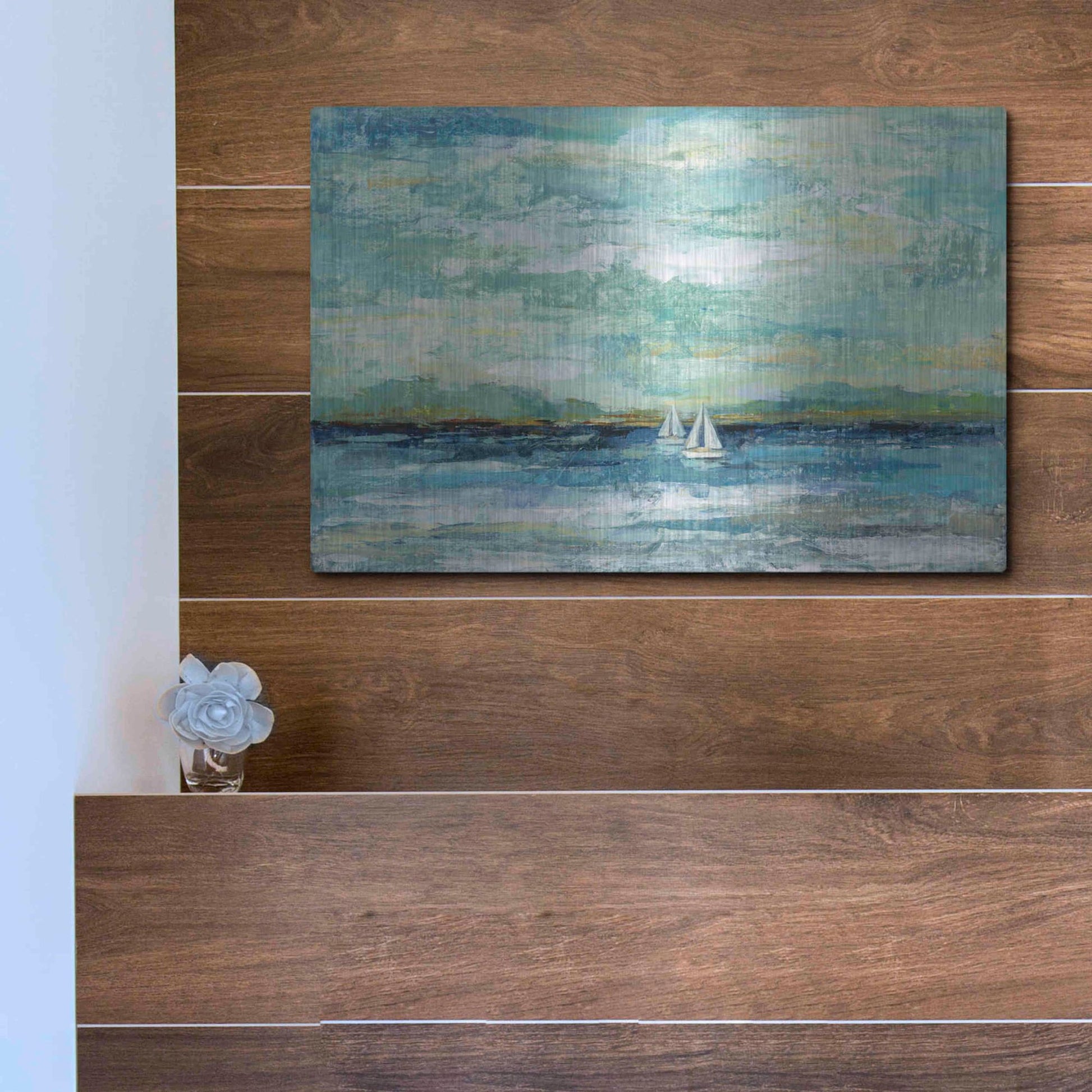 Luxe Metal Art 'Calm Lake Crop' by Silvia Vassileva, Metal Wall Art,16x12