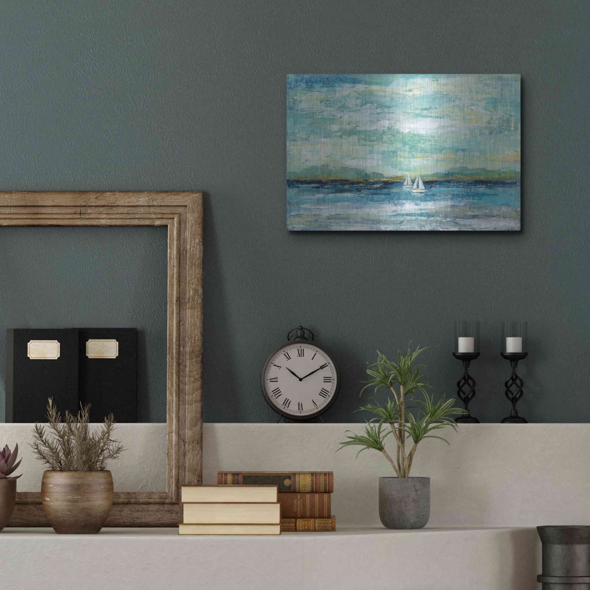 Luxe Metal Art 'Calm Lake Crop' by Silvia Vassileva, Metal Wall Art,16x12