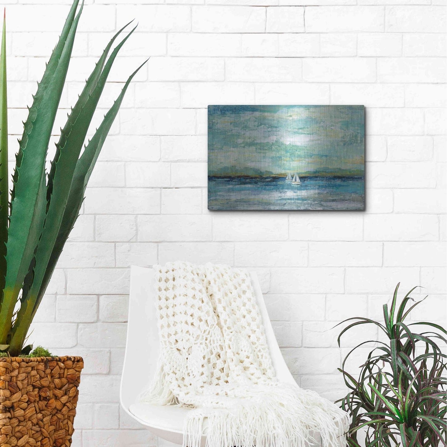 Luxe Metal Art 'Calm Lake Crop' by Silvia Vassileva, Metal Wall Art,16x12