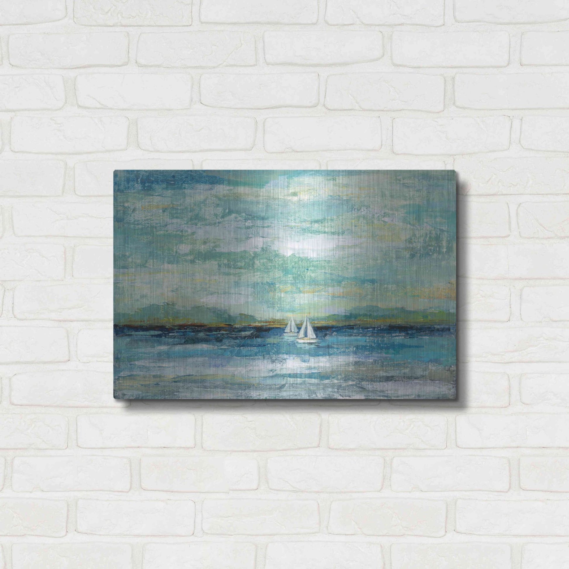 Luxe Metal Art 'Calm Lake Crop' by Silvia Vassileva, Metal Wall Art,24x16