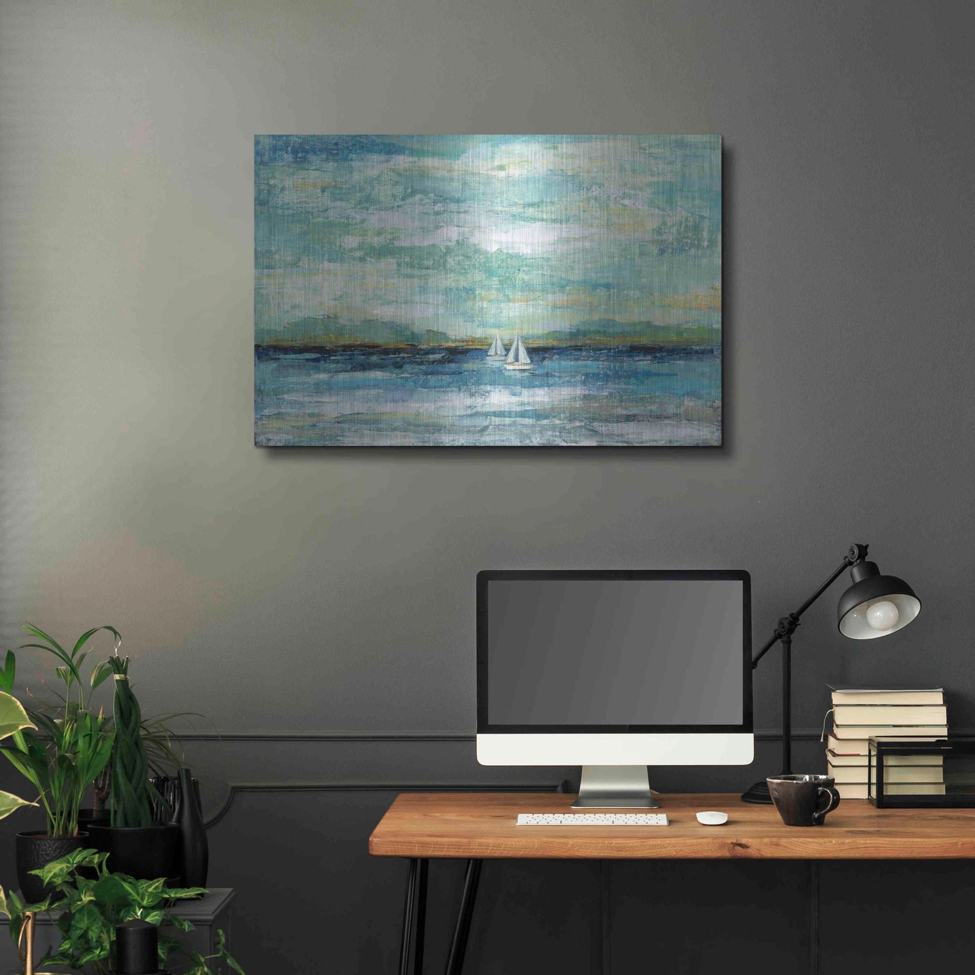 Luxe Metal Art 'Calm Lake Crop' by Silvia Vassileva, Metal Wall Art,36x24