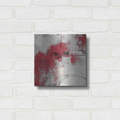 Luxe Metal Art 'Stone Gardens II Red' by Silvia Vassileva, Metal Wall Art,12x12