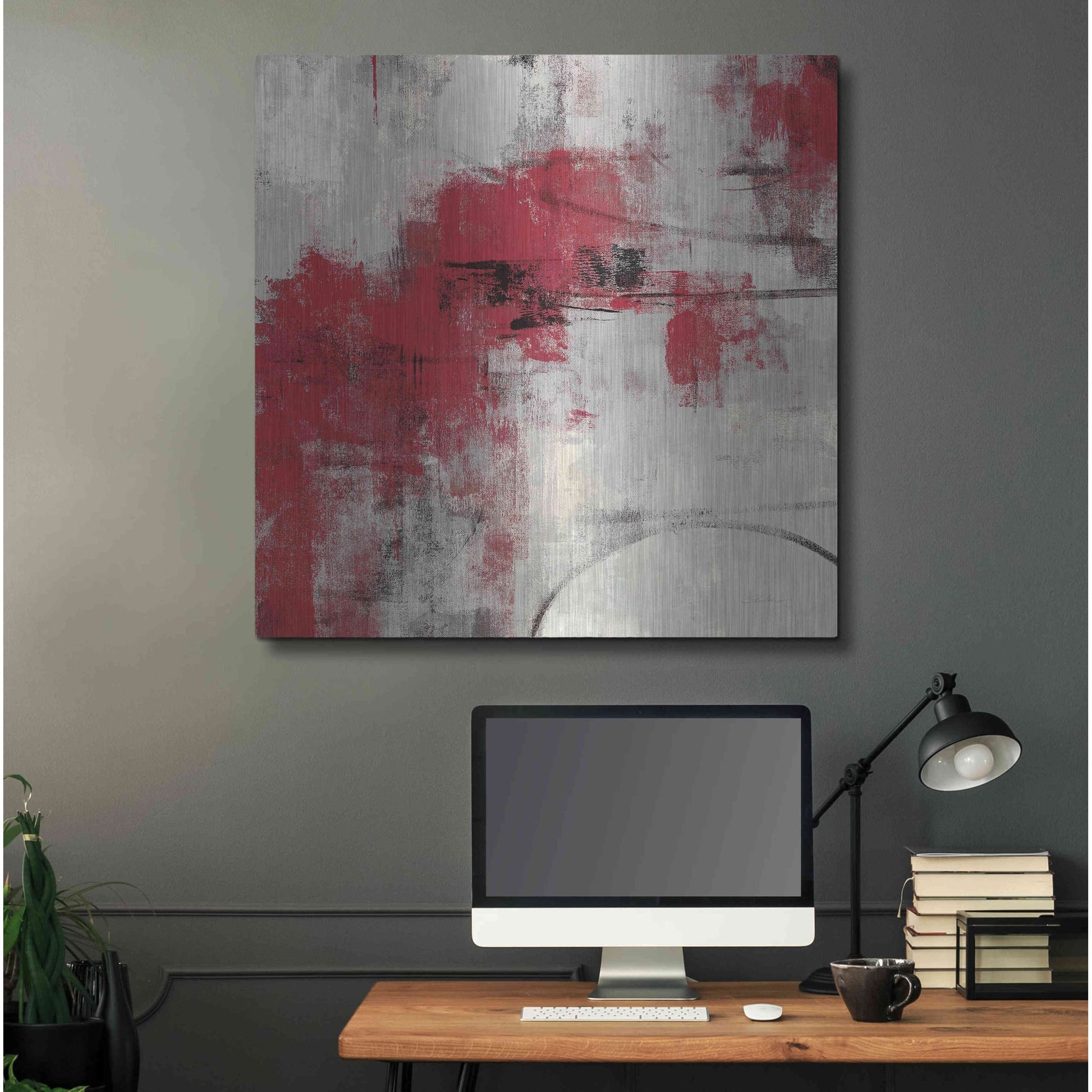 Luxe Metal Art 'Stone Gardens II Red' by Silvia Vassileva, Metal Wall Art,36x36