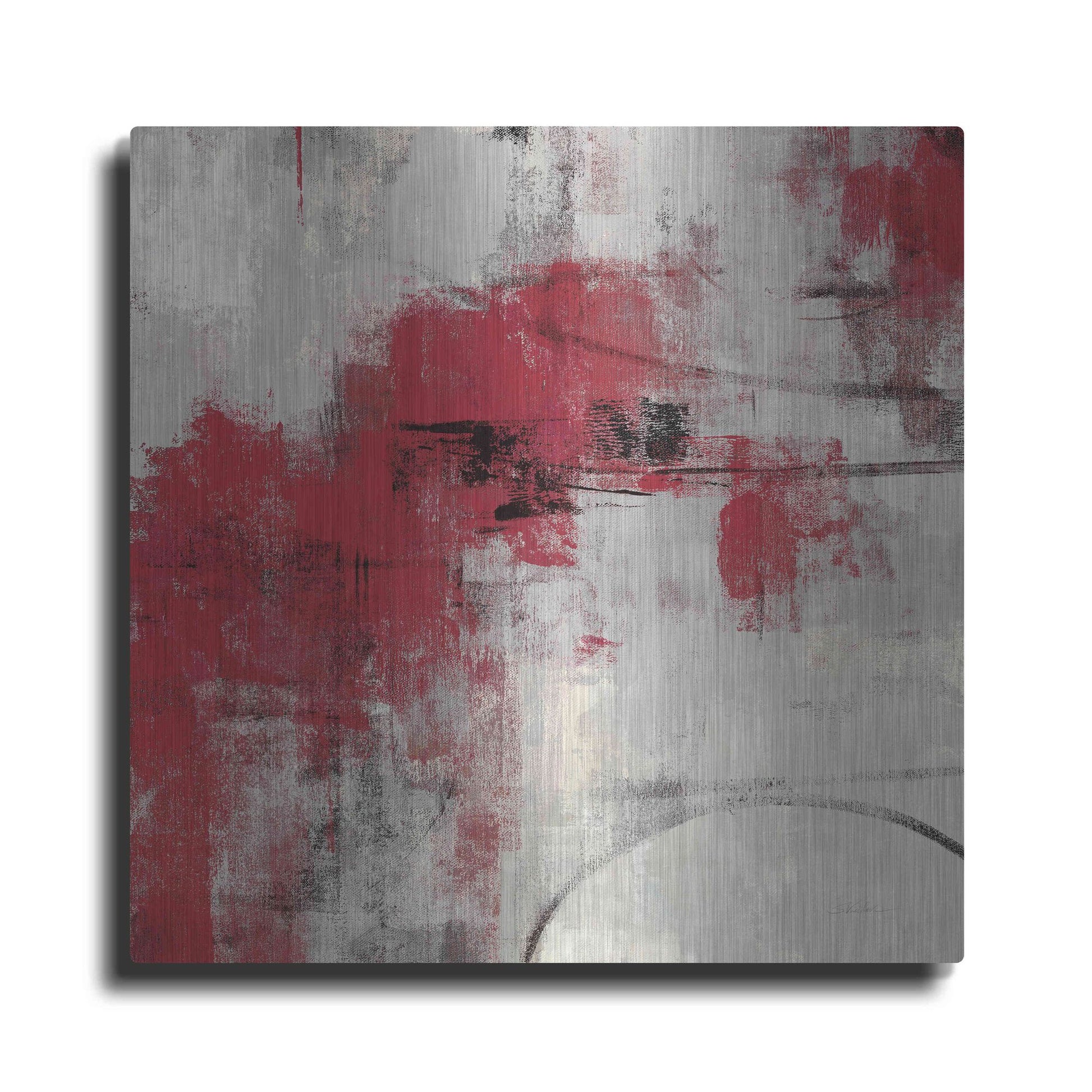 Luxe Metal Art 'Stone Gardens II Red' by Silvia Vassileva, Metal Wall Art