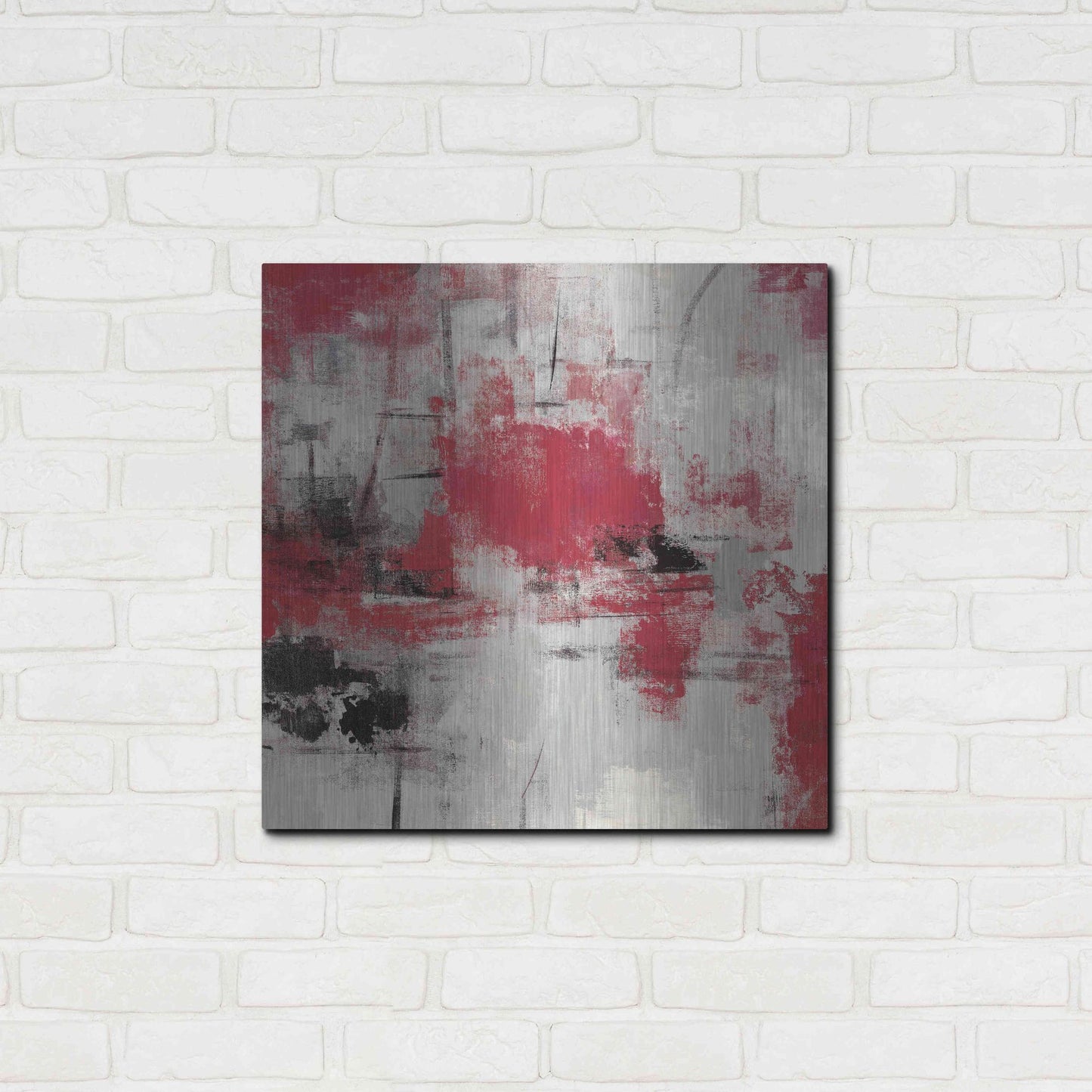 Luxe Metal Art 'Stone Gardens III Red' by Silvia Vassileva, Metal Wall Art,24x24