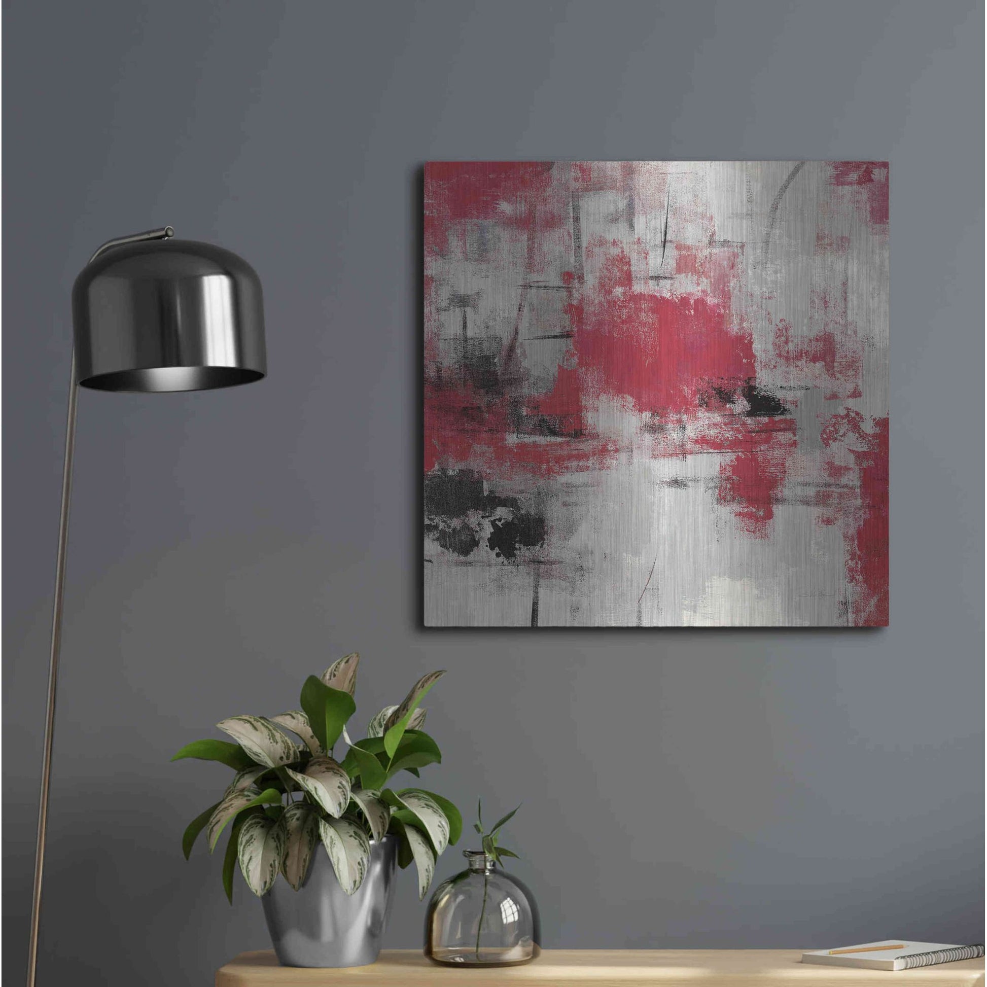 Luxe Metal Art 'Stone Gardens III Red' by Silvia Vassileva, Metal Wall Art,24x24