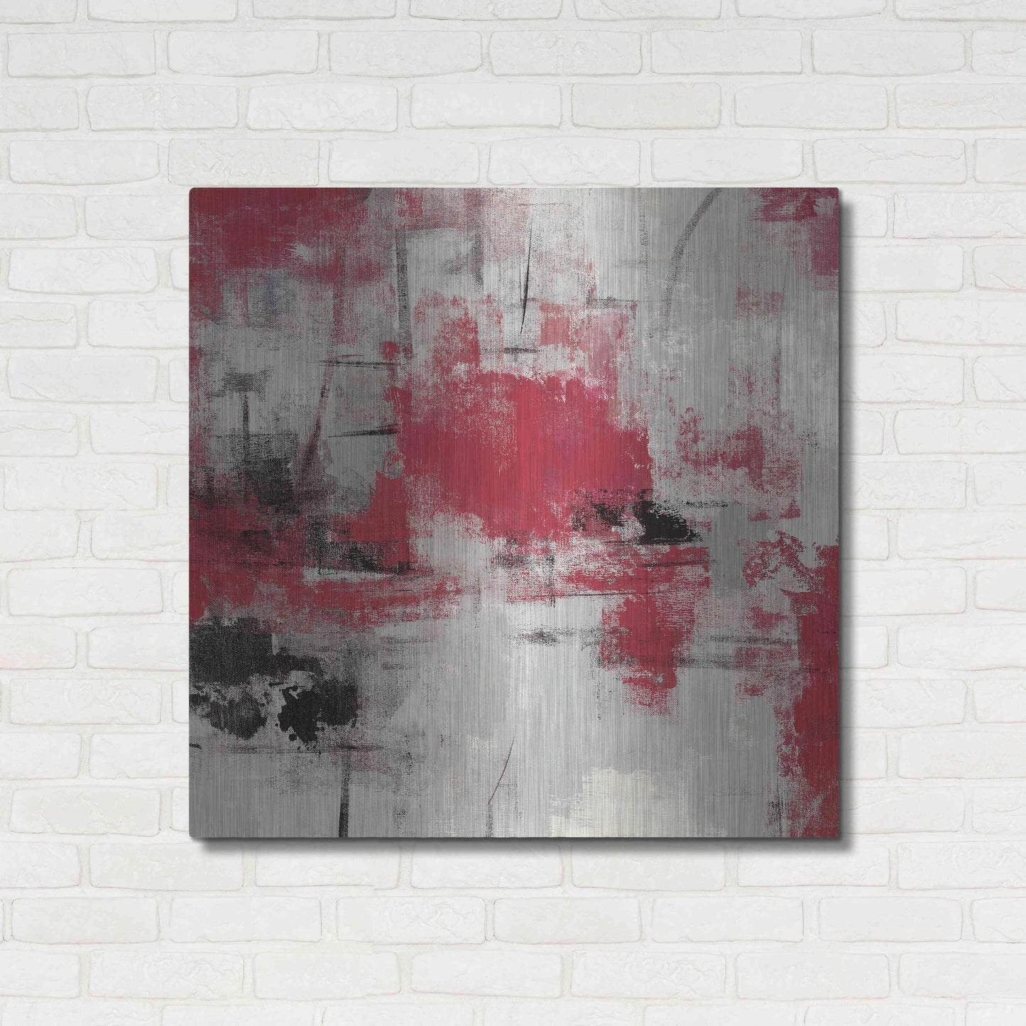 Luxe Metal Art 'Stone Gardens III Red' by Silvia Vassileva, Metal Wall Art,36x36