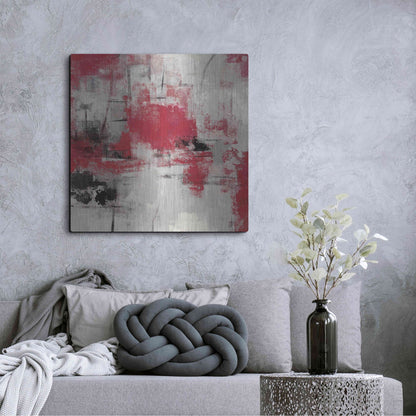 Luxe Metal Art 'Stone Gardens III Red' by Silvia Vassileva, Metal Wall Art,36x36