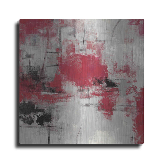 Luxe Metal Art 'Stone Gardens III Red' by Silvia Vassileva, Metal Wall Art