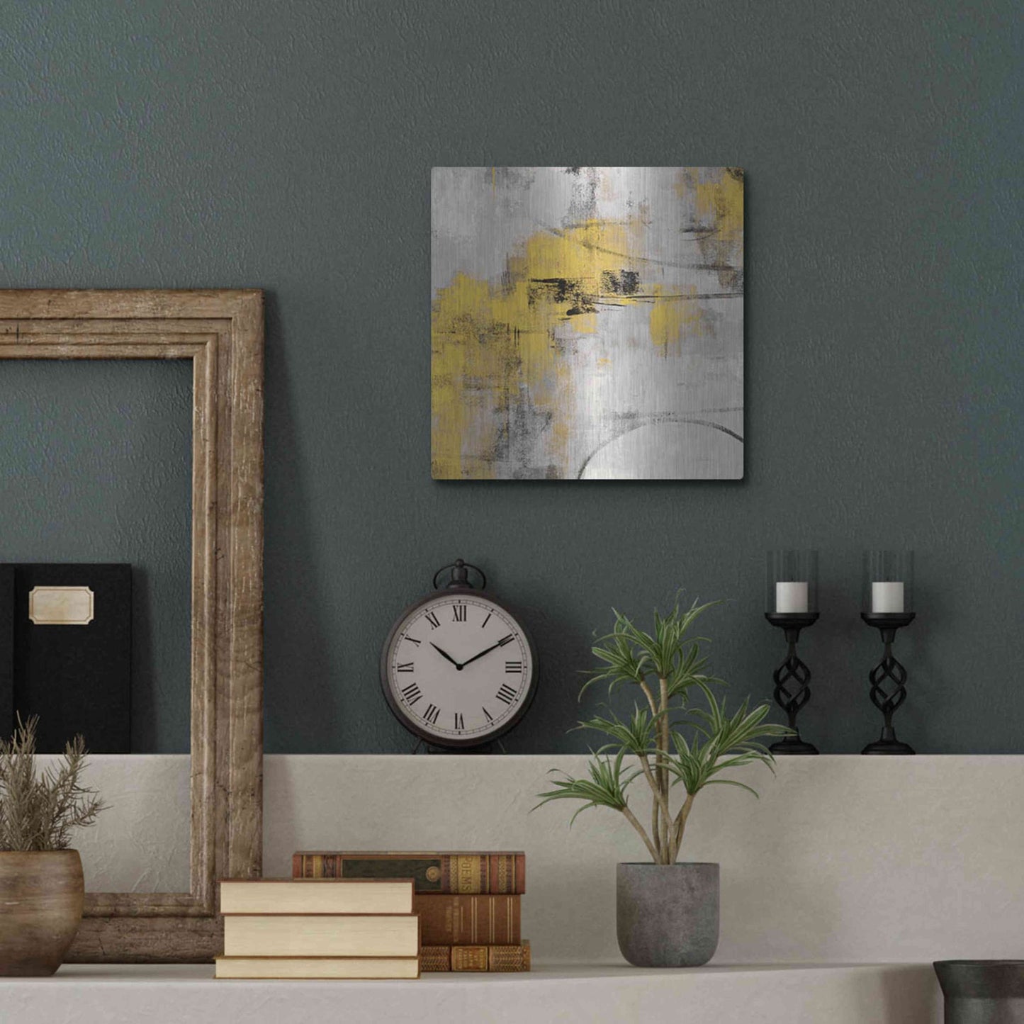 Luxe Metal Art 'Stone Gardens II Yellow' by Silvia Vassileva, Metal Wall Art,12x12