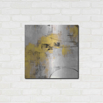 Luxe Metal Art 'Stone Gardens II Yellow' by Silvia Vassileva, Metal Wall Art,24x24