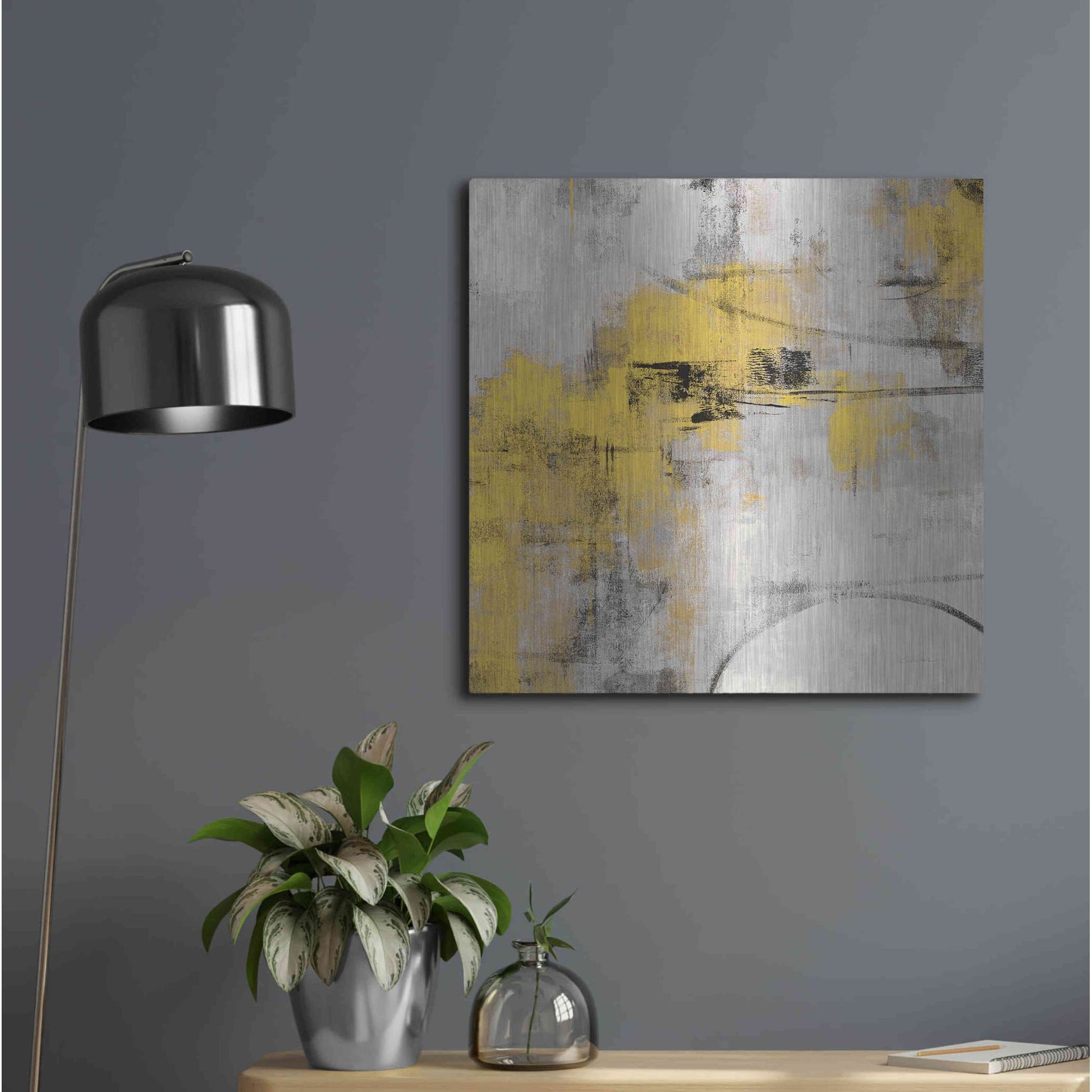 Luxe Metal Art 'Stone Gardens II Yellow' by Silvia Vassileva, Metal Wall Art,24x24