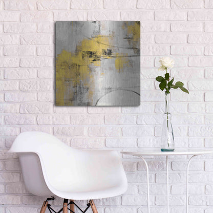 Luxe Metal Art 'Stone Gardens II Yellow' by Silvia Vassileva, Metal Wall Art,24x24