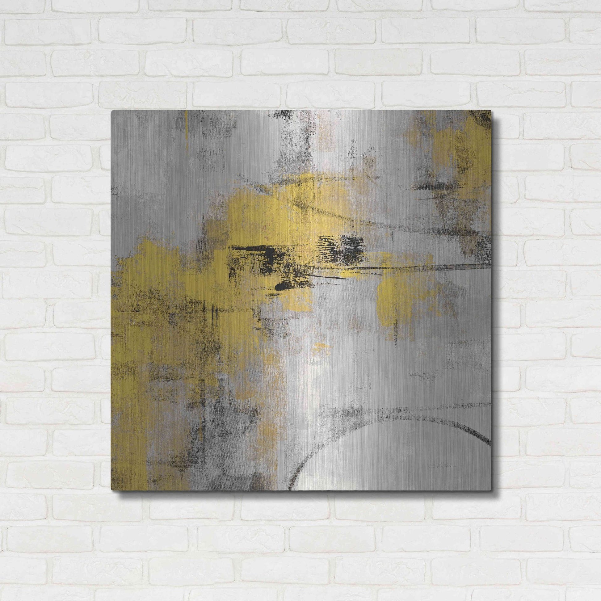 Luxe Metal Art 'Stone Gardens II Yellow' by Silvia Vassileva, Metal Wall Art,36x36