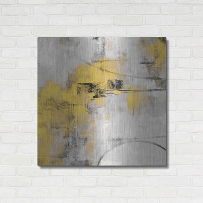 Luxe Metal Art 'Stone Gardens II Yellow' by Silvia Vassileva, Metal Wall Art,36x36